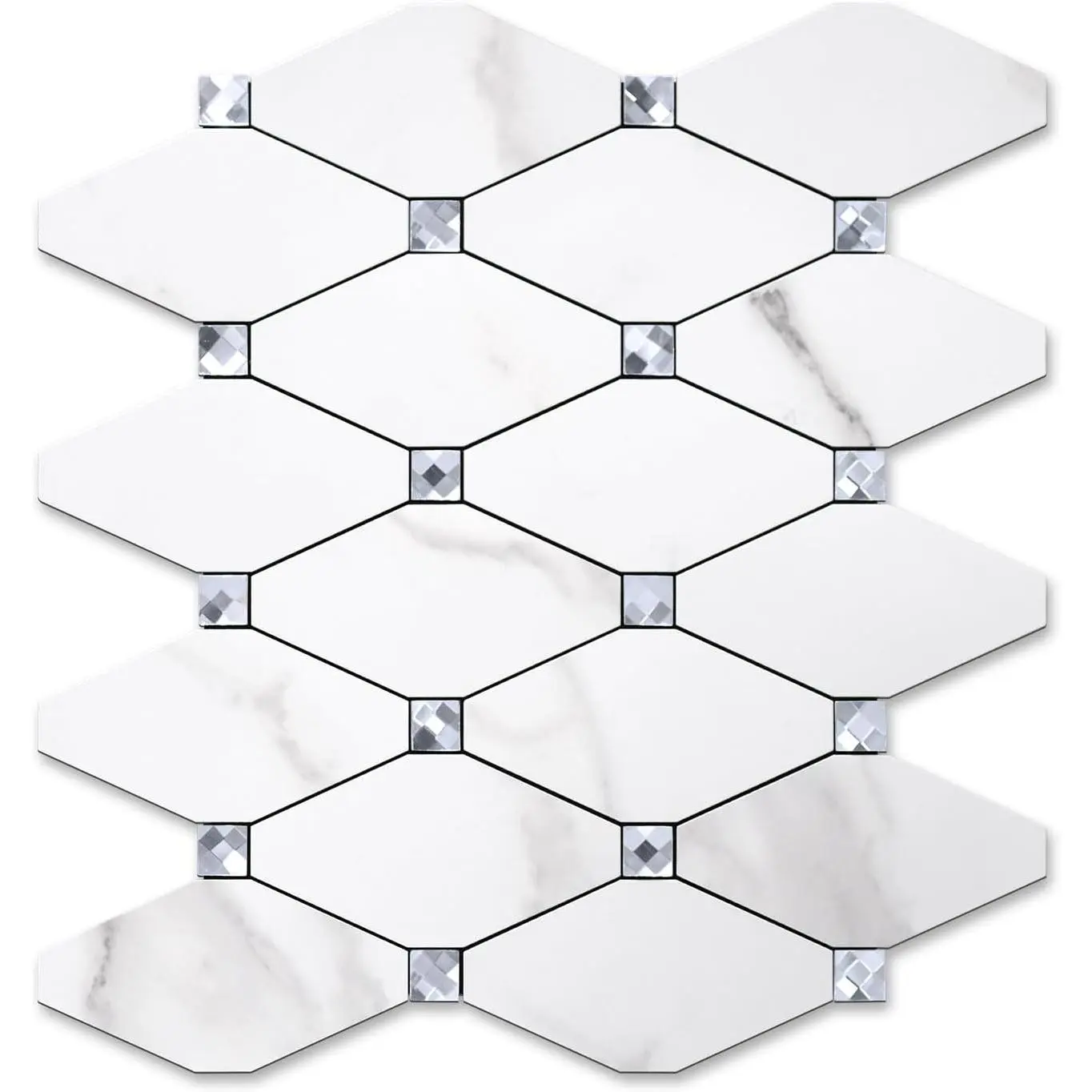 1 Sheet Peel and Stick Backsplash, Calacatta Stick   Composite Tiles Stikers, Self Adhesive  Glass Backsplash for Kitchen, Bathroom, Fireplace, RV