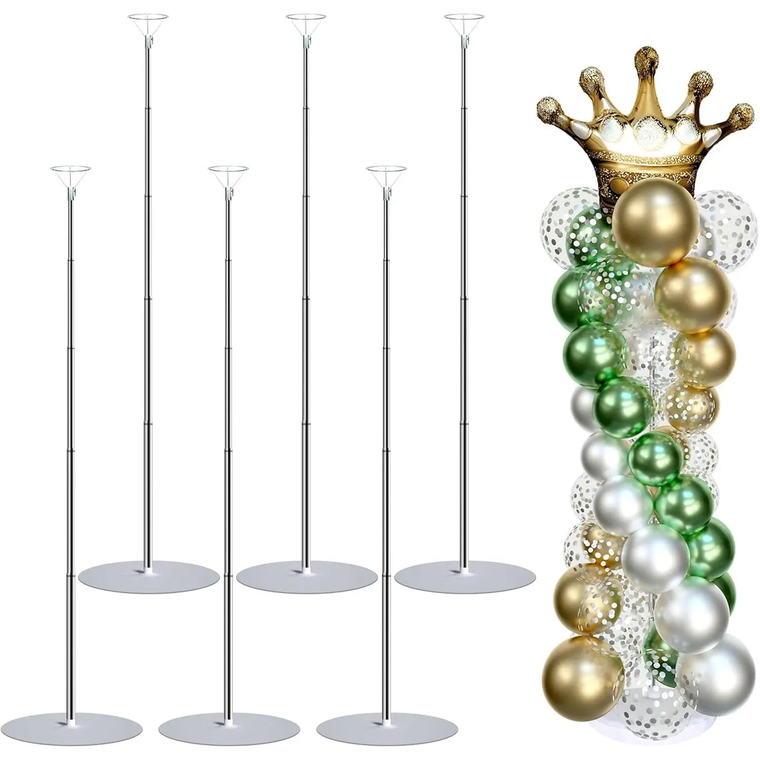 Balloon Stand, Balloon Arch Stand, 7  Balloon Arch Kit of 2, Adjustable Metal Balloon Column Stand for Birthday Party, Wedding,  Shower, Graduation Decorations
