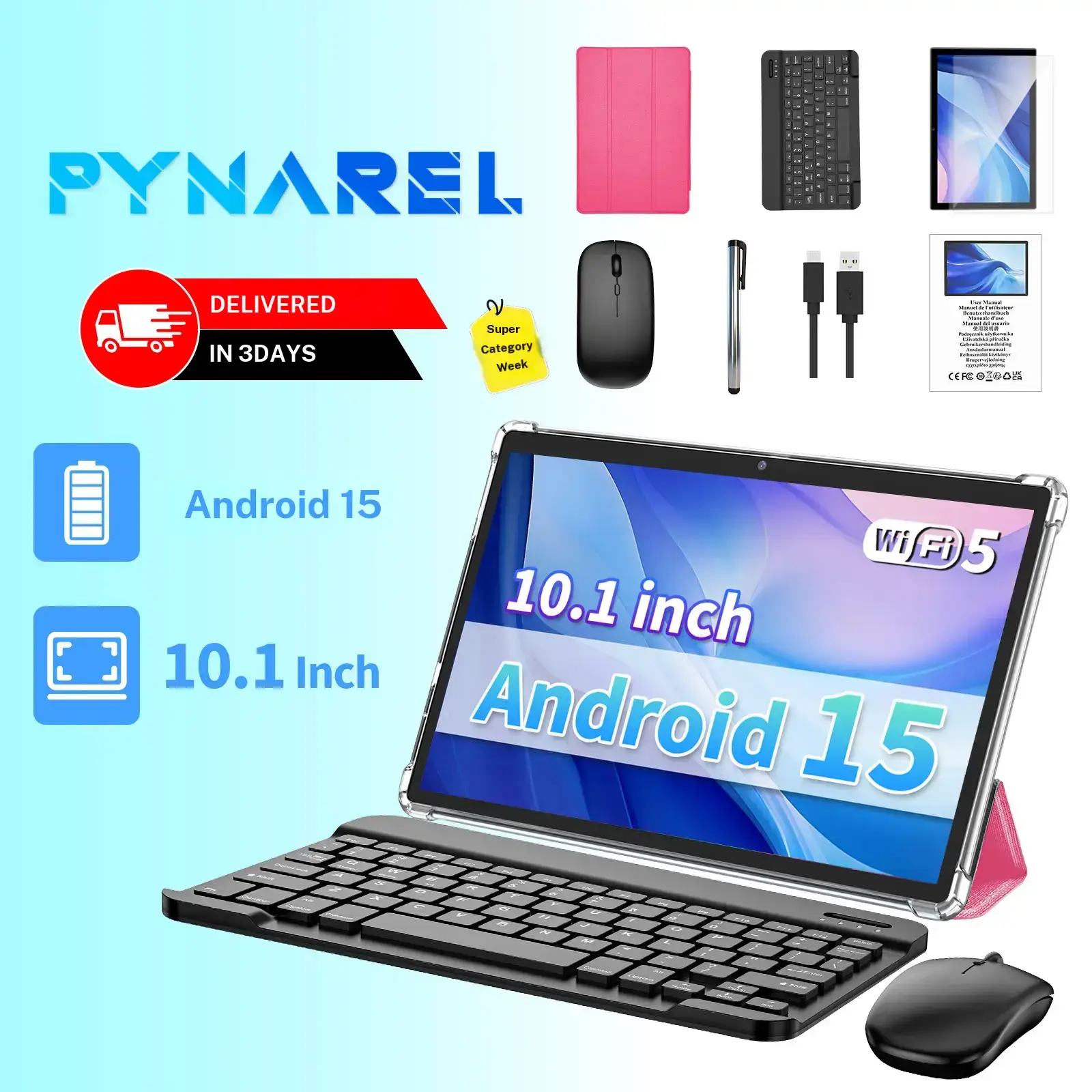【TikTokShopBackToSchool】2026 Android 15 Tablet, All in 1 Gift Bundle with Keyboard, Mouse, Stylus & Case, for family entertainment, Easy Setup for Family, Outdoor Fun summerwins ip display tiktokshopbacktoschool,back to school,back to school haul
