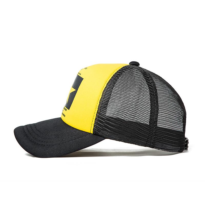 Men's Black Mesh Baseball Cap with Star Logo - Breathable Six-Panel Design, Adjustable Fit, Casual Sporty Style for Outdoor Activities, Baseball Cap, Summer Headwear, Stylish Headgear, Durable Headwear, Mesh Fabric Cap, Streetwear Lovers
