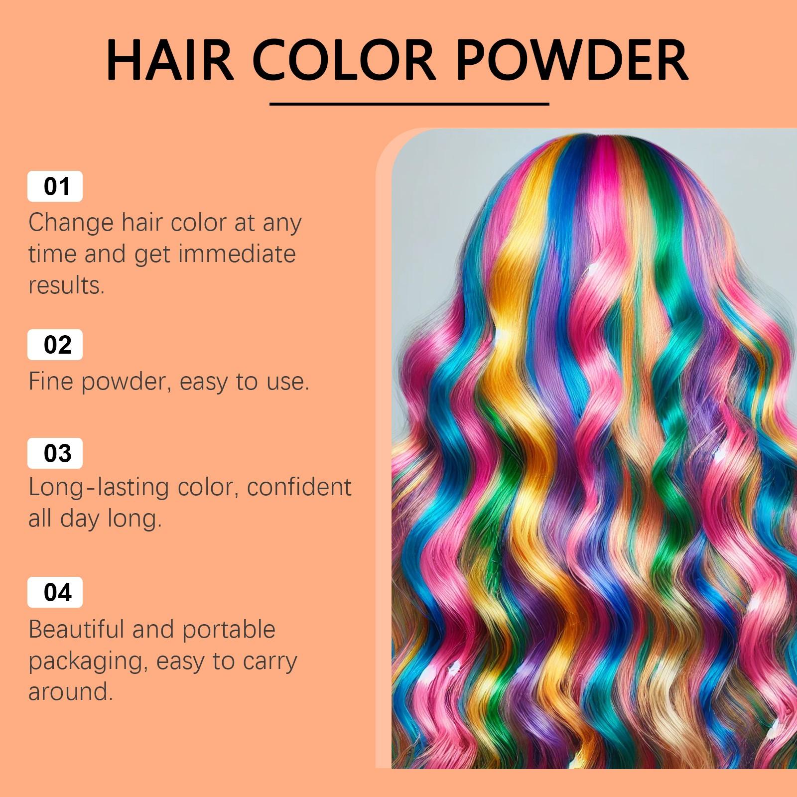 Hoegoa Hair Dye Powder, Temporary Hair Color Stick, Covers Hair, Dreamy, Stage Makeup, No Damage, Easy Wash, Portable, Long-Lasting