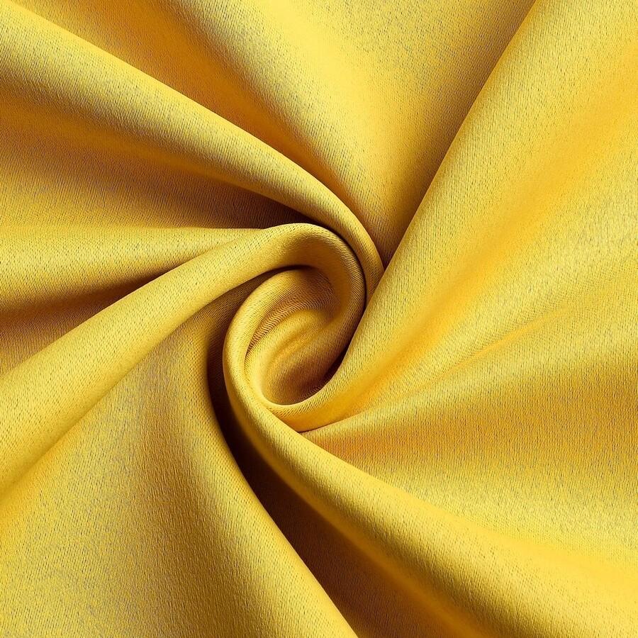 1pc Solid Color Blackout Curtain Panel, Thermal Insulated Room Darkening Curtain For Living Room, Bedroom, Yellow Color