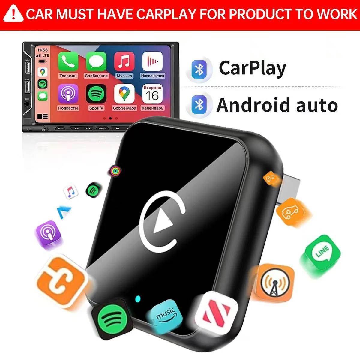 Wireless Carplay Adapter for iPhone/android, Fast Connection, Hands-Free Calling, Includes Charger and Carplay Receiver, Model B1