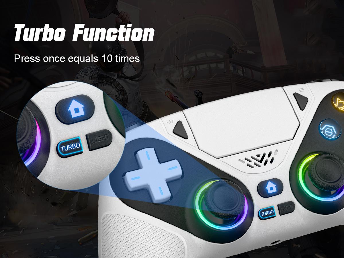 Wireless Gaming Controller Pro for PS5 with LED RGB Light– Compatible with Playstation 5,Dual Vibration, Motion Sensing, Programmable Buttons & 1000mAh Fast-Charging Battery