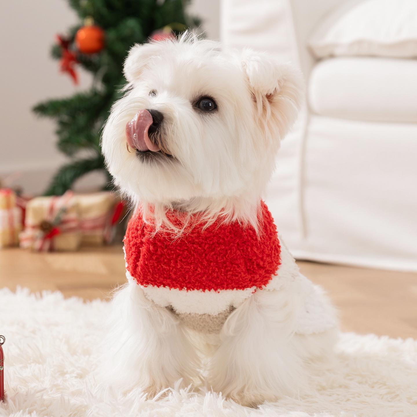Cute Santa Claus Sleeveless Warm Sweater Winter Holiday New Year Outfit for Small Medium Dogs Cats