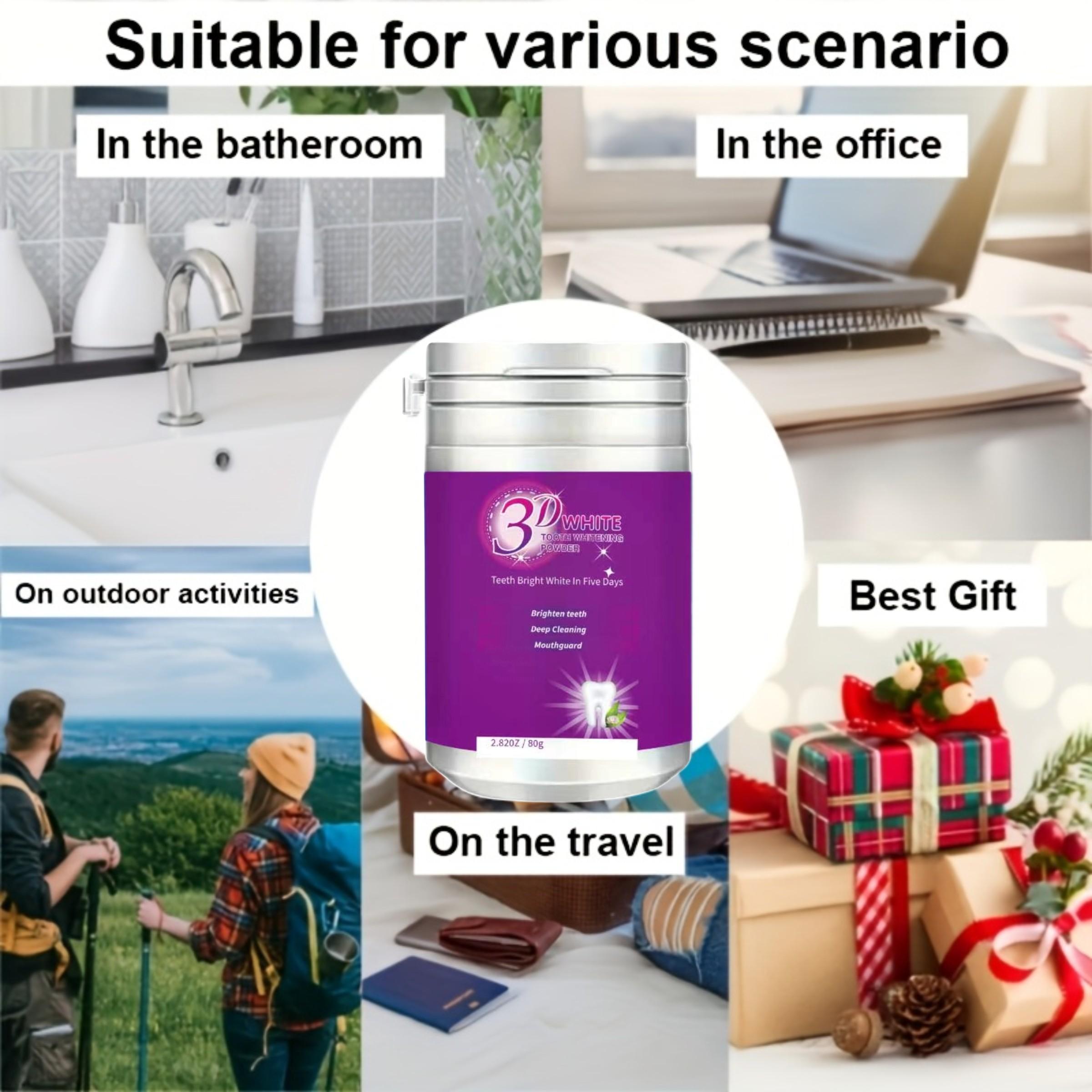 3D Purple Tooth Powder, 3-Day Fast-Acting Stain Remover for Coffee & Tea, Tooth Whitening Powder, Oral, Oral Hygiene, Deep Cleaning, Fresh Breath, with Daily Use for Men & Women, Daily Dental Care, Polished Finish, Brightening Effect