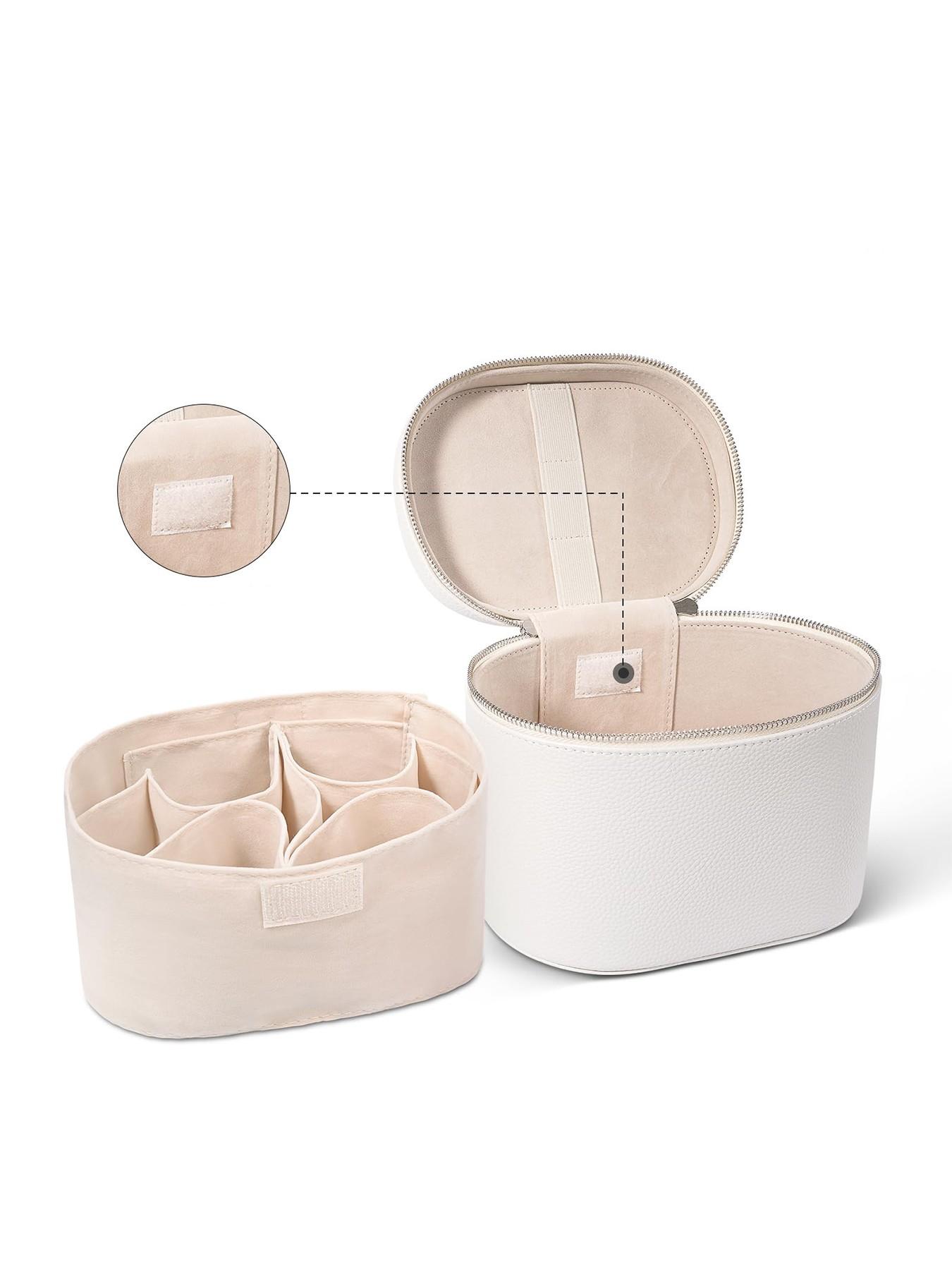 Fashion PU Cosmetic Bag, Large Capacity Travel Makeup Pouch, Detachable Lining, Solid Pattern, All Seasons, Women's Vanity Case