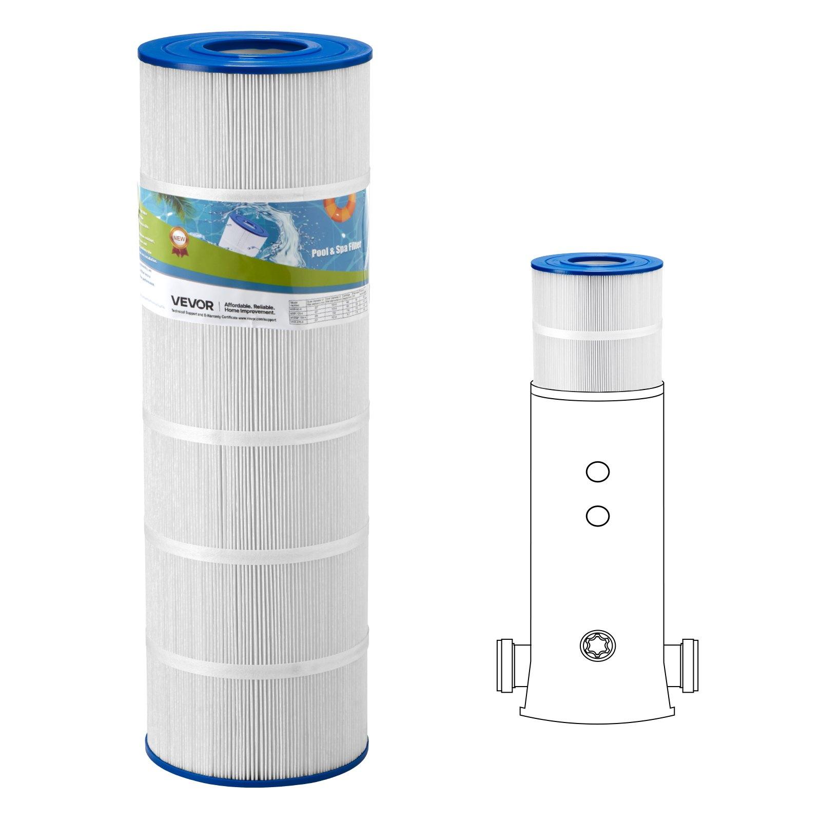 VEVOR Plastic Pool Filter Cartridge (hxgate-004) - Trilobal Fiber, 175 Sq. Ft Energy-Efficient Spa Hot Tub Replacement, 3.40 kg, 245x245x750 mm Pleated Folds, Compatible with Pleatco PA175 Hayward C1750, Kid-Secure, Easy to Clean, Long-Lasting Performance
