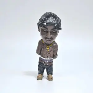 Car Ornaments Hip Hop Rapper 2pac Tupac Figure Resin Art Mini Doll for Office Car Decoration Auto Interior Accessories