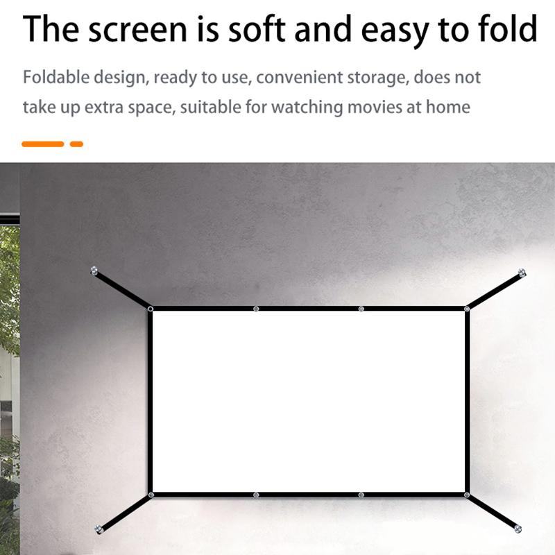 60-72-84-100-120-150 inches, multifunctional double-sided, easy to clean, soft white portable, 16:9 high-definition foldable indoor/outdoor projection screen, with portable bag, suitable for home theater, camping, Projector screen