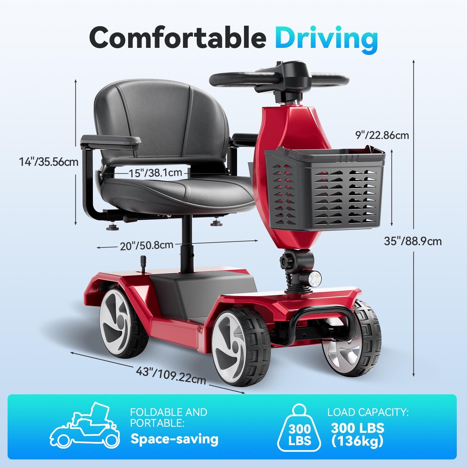 HOMYKING Mobility Scooter for Adults - 15-Mile Range, Precise Adjustable Speed, Electromagnetic Braking, 360° Swivel Seat, Ideal for Shopping & Short Journeys, Christmas Gifts, Black Friday Specials