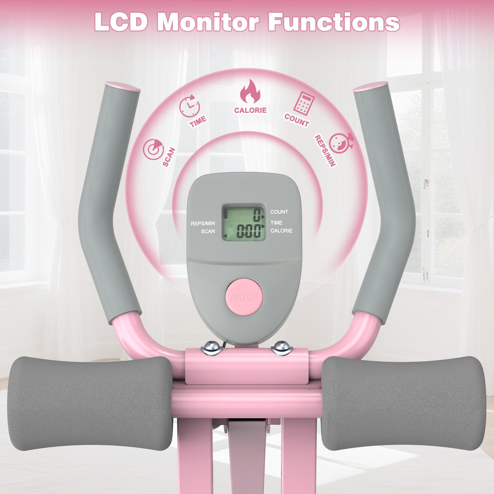 Bearbro Adjustable Core Trainer Machine with LCD Monitor, Foldable Ab Exercise Equipment for Arms, Legs and Full-Body Workout at Home