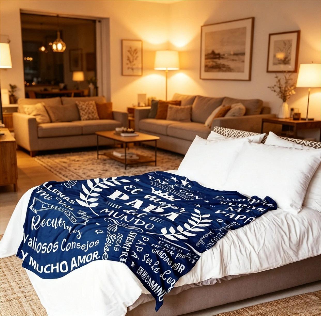 Spanish Dad Flannel Blanket for Kids & Adults, Emotional Papa Gift Cozy Soft Throw Blanket, Best Dad Ever Warm Fleece Blanket for Bed Couch Sofa Living Room Decor, Happy Birthday Father’s Day Christmas Holiday Gift for Dad Papa
