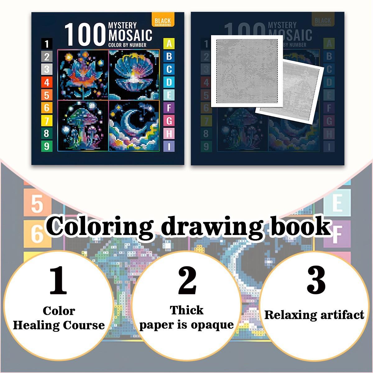1pcs Digital Stress Relief Mosaic Coloring Book, Perfect Gift for Adults, Kids, Teens, Christmas, New Year, Valentine's Day, Parties, Friends, Family