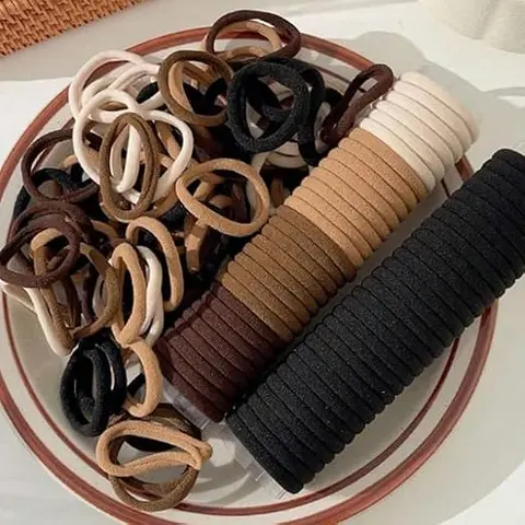 Unisex 50 4-Color Seamless Hair Bands - No-Damage Thick Elastic Scrunchies, Durable Neutral Colors Ponytail Fixator for Fitness Activities, Running Gym Yoga Sports Hair Accessories Set