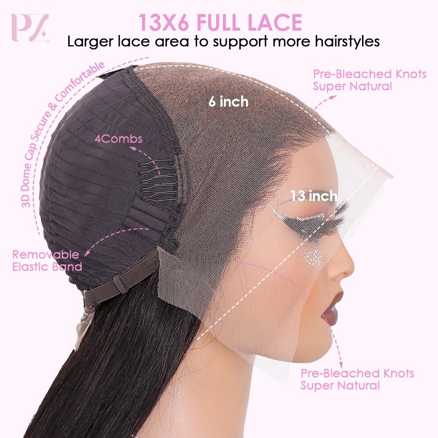 Pizazz Hair Pre Bleached Straight Lace Front Wigs  13x6 HD Transparent Lace Front Human Hair Wigs For Women Pre Plucked Hair Line