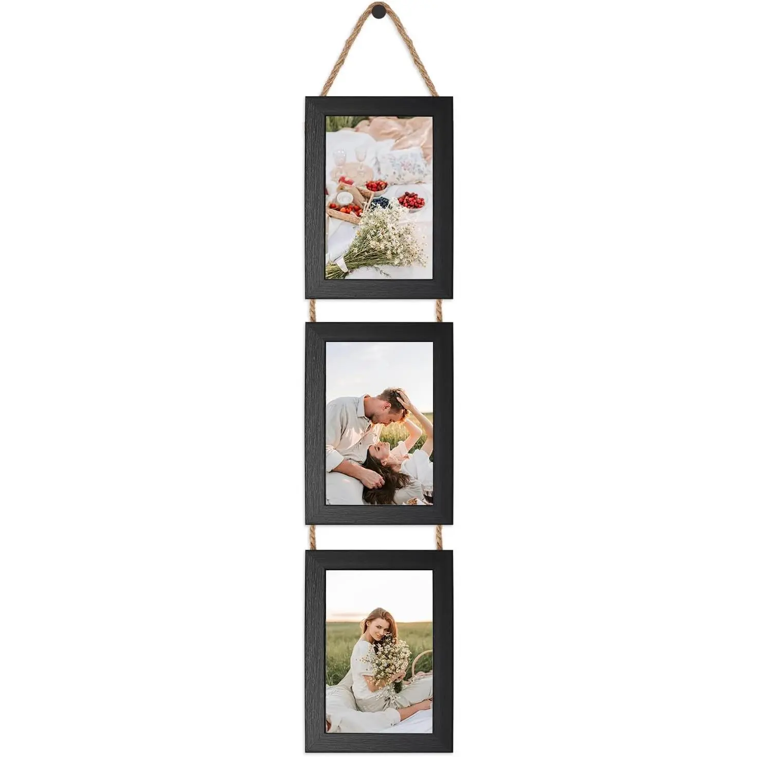 4x6 Picture Frames Collage Black, 3 Openings 4 x 6 Vertical Hanging Photo Frames Display 4 by 6 inch Pictures for Wall Decor