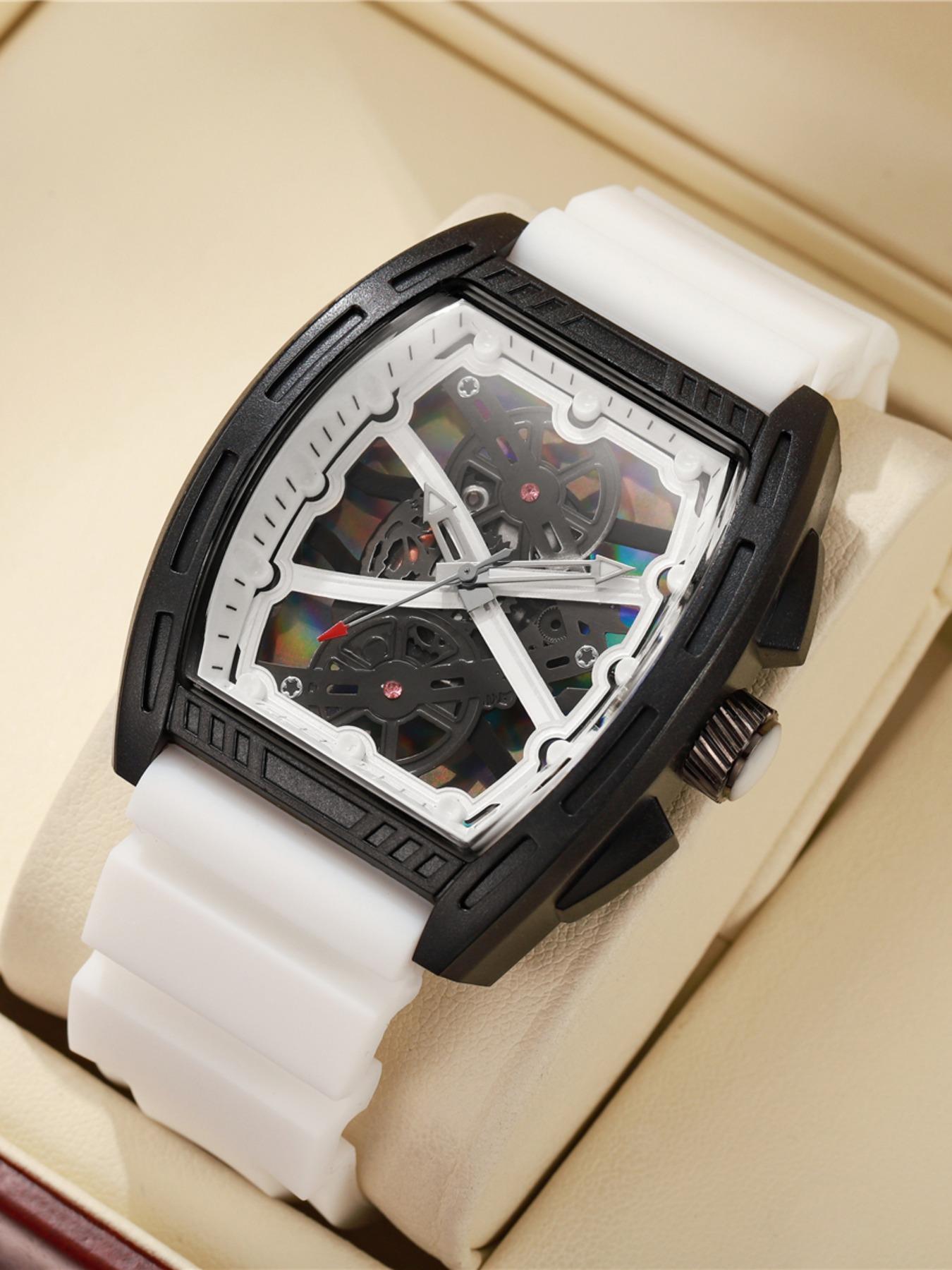 Stylish Men's Watch with Colorful Silicone Strap, Waterproof Analog Quartz Watch, Perfect Gift for Father's Day, Christmas, Birthday, Casual Wristwatch