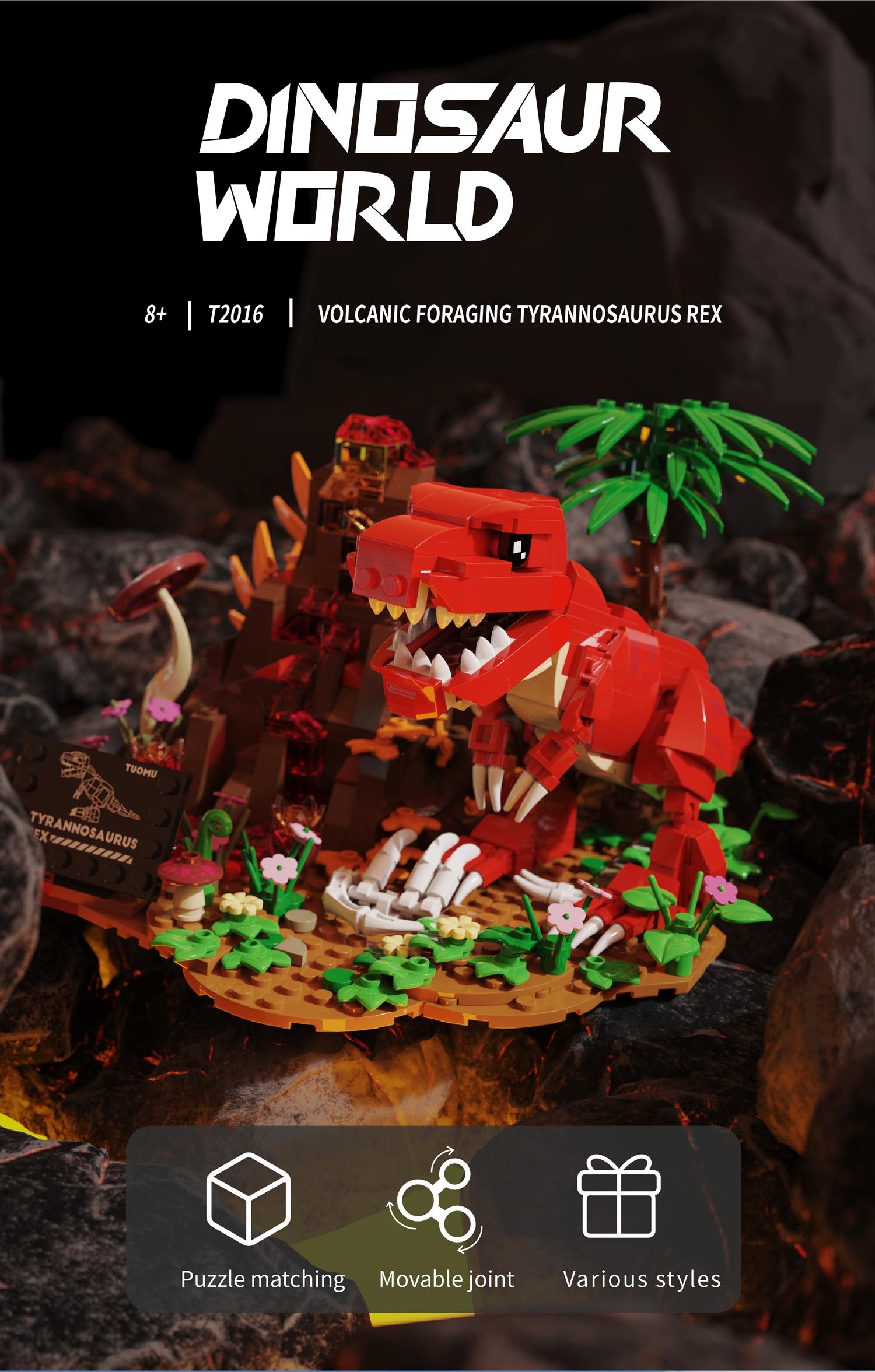 Cute T-Rex Building Block Set DIY Mini Dinosaur Model Desktop Decoration, Fun Creative Gift for Boys Girls Adults, Stress Relief Collectible