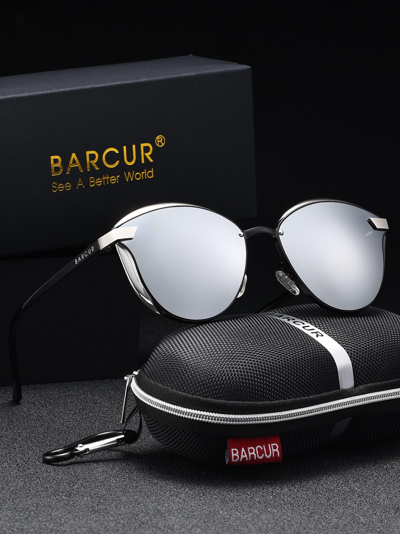 Barcur Unisex Polarized Sunglasses, Cat Eye Frame, Uv400 Protection, Stainless Steel, Street Style, Ideal for Travel and Gifts