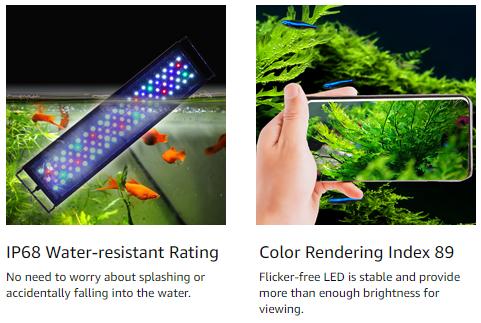 hygger Auto On Off LED Aquarium Light, Full Spectrum Fish Tank Light with LCD Monitor, 24/7 Lighting Cycle, 7 Colors, Adjustable Timer, IP68 Waterproof, 3 Modes for Freshwater Planted Tank