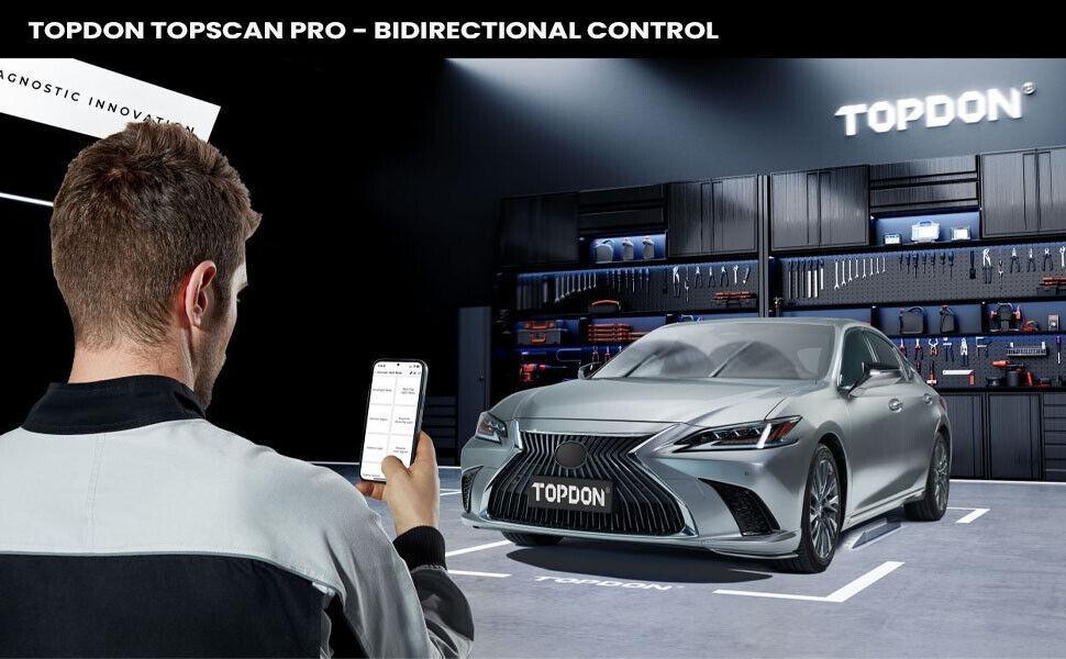 TOPDON TopScan Pro obd2 Scanner Bluetooth Connect Full System Diagnostics for iOS and Android for All Code Readers with Reset 13+ Reset Service Key Programmer Portable Topscan Lite Upgrade Car Vehicle Autos Outdoorfun