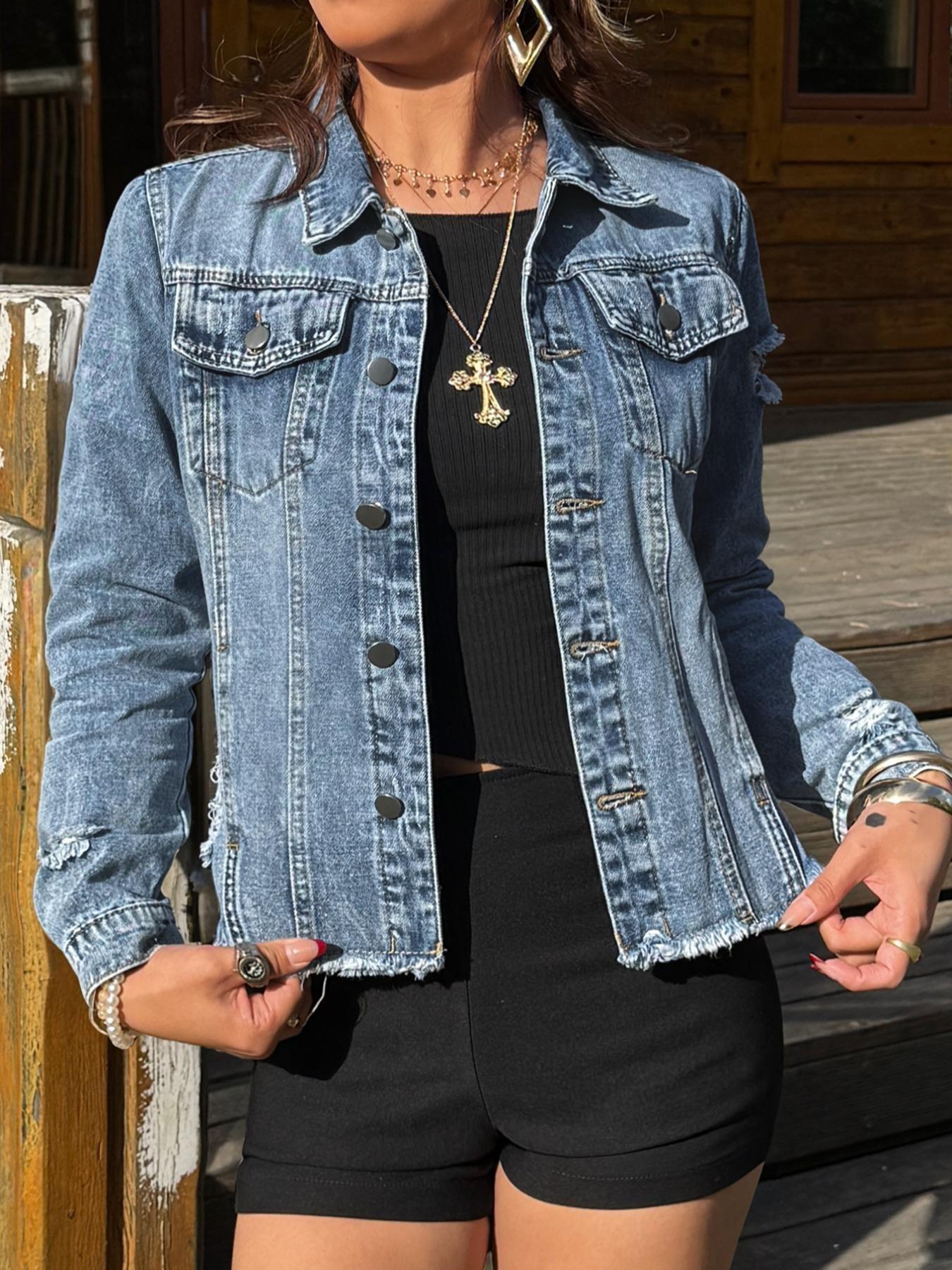 Women's Fitted Long Sleeve Button-Front Jacket, Casual Plain Design Outerwear, All-Season Fashion Essential for Daily Wear