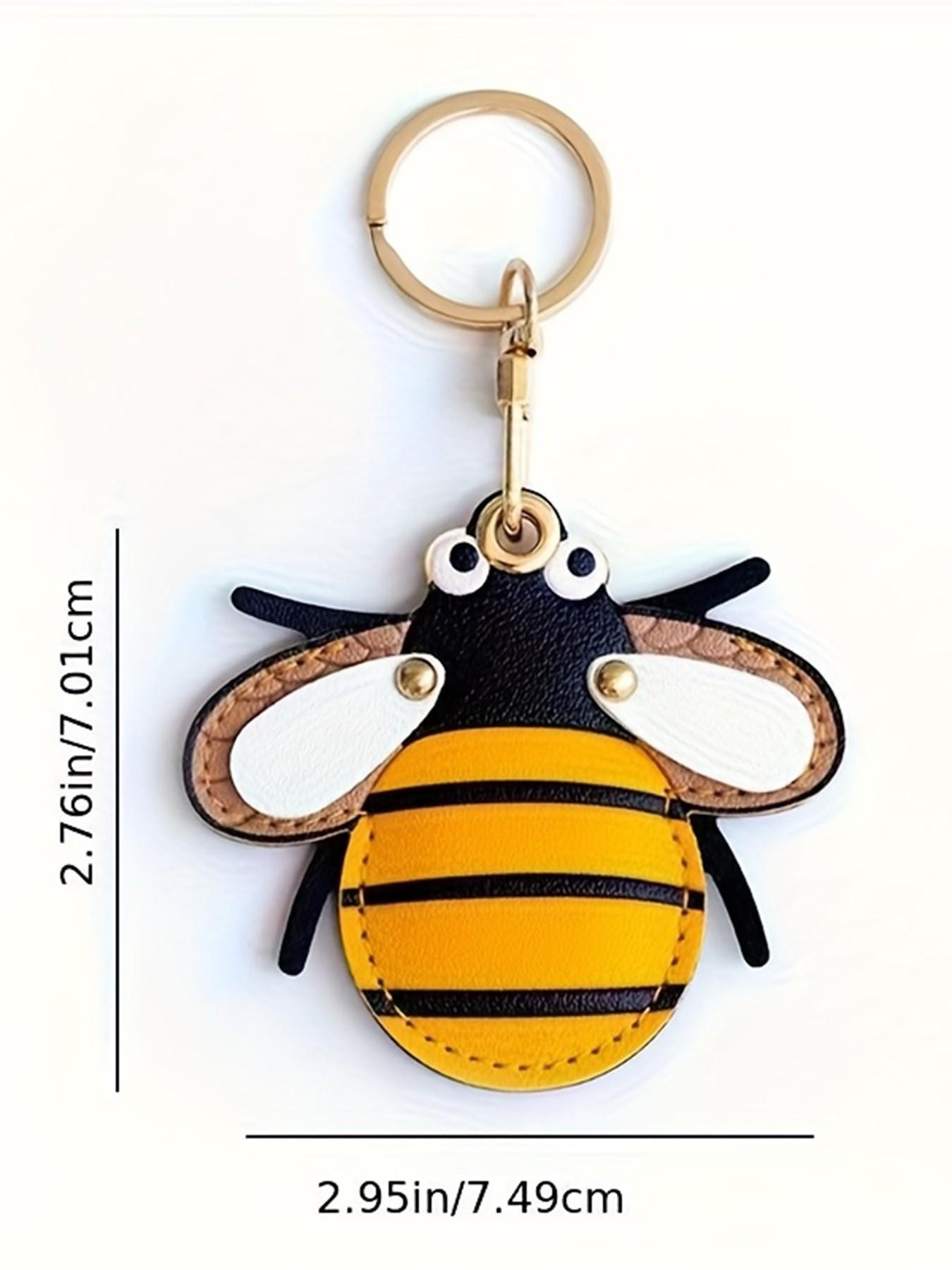 Creative PU Leather Cute Bee Keychain, Insect Backpack Charm, Women's Accessory, Holiday Gift, All Seasons Fashion Item