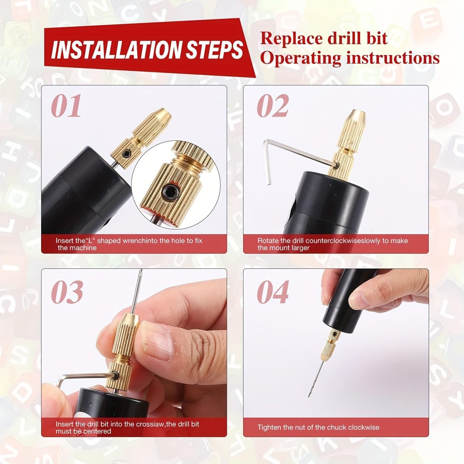 USB Mini Electric Drill Set for Resin Aluminum Rotary Tool, Multiple Drill Bits Handheld Needle Clamp Kit, Small DIY Drilling Projects Keychain Crafts ()