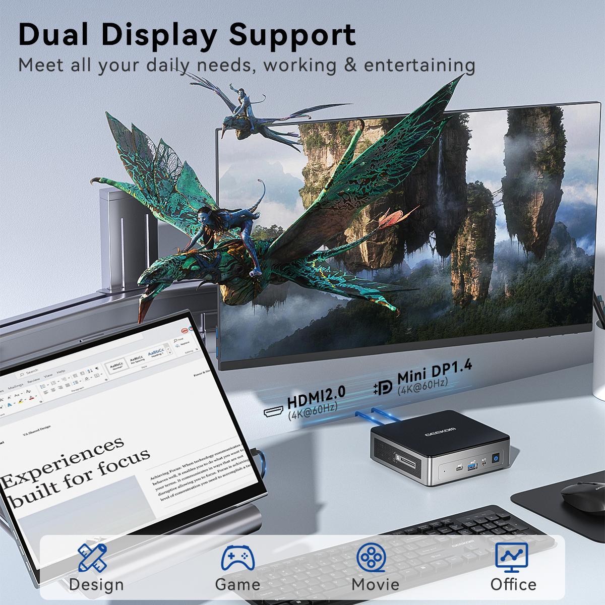 GEEKOM Air12 Mini PC | Intel 13th Gen N150, 16GB DDR5, 512GB NVMe SSD | 4K Triple Display via HDMI+MiniDP+USB-C, WiFi 6, BT5.2, Gigabit LAN, SD Slot, VESA Mount | Compact Desktop for Home, Office & Business Tower Computer GEEKOM Air12 Mini PC | Intel 13th Gen N150, 16GB DDR5, 512GB NVMe SSD | 4K Triple Display via HDMI+MiniDP+USB-C, WiFi 6, BT5.2, Gigabit LAN, SD Slot, VESA Mount | Compact Desktop for Home, Office & Business Tower Computer