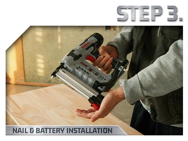 LINKNAL Electric Nail Gun, Cordless Brad Nailer, 18 Gauge, 2×20V Li-ion Batteries, Charger & 1000 Nails Included (L820-BN) - Tool Cordless Heavy Duty