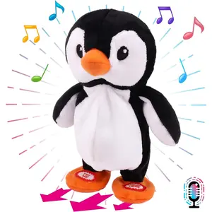 Talking Singing Penguin Repeats What You Say Walking Electric Interactive Animated Toy Speaking Plush Buddy Gifts for Toddlers 7.5''
