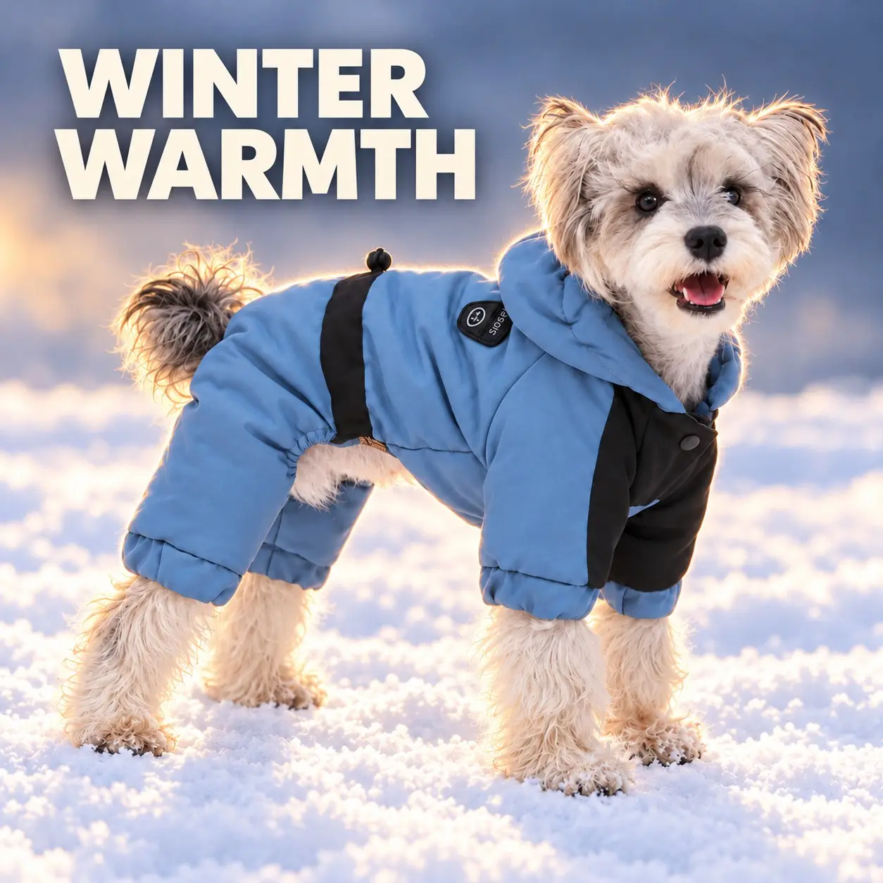 Dog Winter Coat, Warm Puppy Coat, Padded Four-Leg Dog Snowsuit with Graphene Lining, Water-Repellent Hooded Dog Jacket with D-Ring, S–3XL