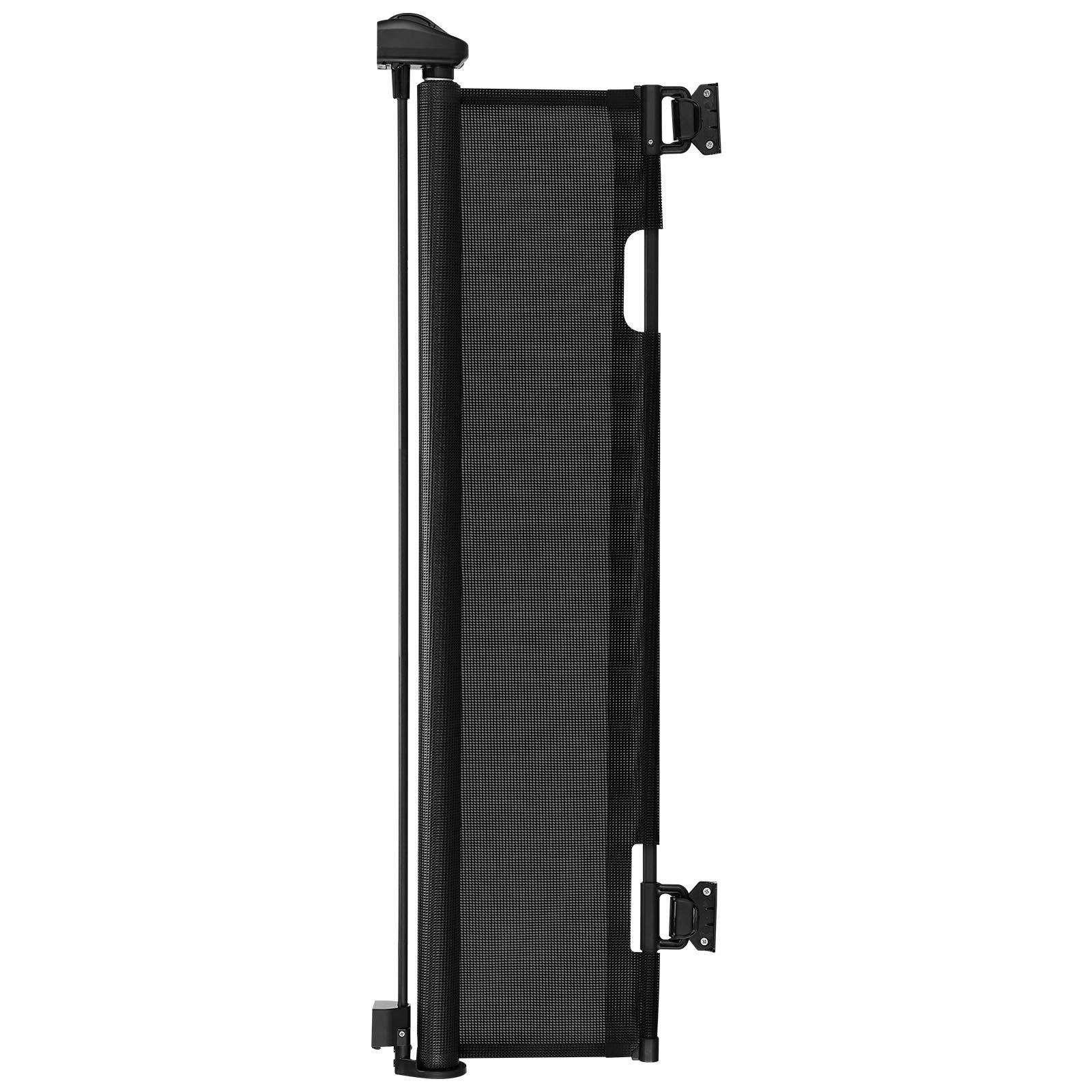 VEVOR Mesh Fabric Retractable Baby Gate - 57 in Wide Extendable, 38.5 in Tall, Security Lock, Easy-to-Use Walk-Through, Tripping-Free, for Stairs, Hallways, Black Indoor/Outdoor Pet Gate