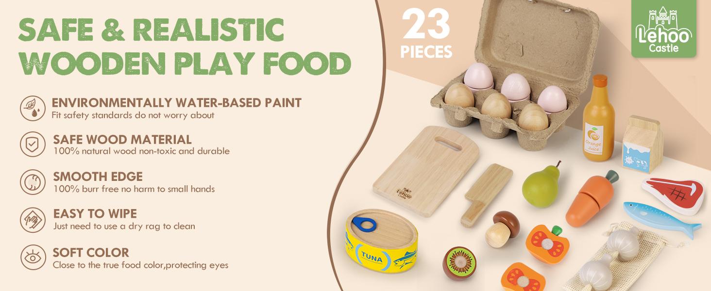 Wooden Pretend Play Food, Wooeden Breakfast Food, Play Food Sets with Shopping Bag for Kids Kitchen, Fake Food Pretend Play for Kids, Realistic Food Playset Cutting Fruit Bread Egg Bag, Role Playing Toys for Kids Wooden Pretend Play Food, Wooeden Breakfast Food, Play Food Sets with Shopping Bag for Kids Kitchen, Fake Food Pretend Play for Kids, Realistic Food Playset Cutting Fruit Bread Egg Bag, Role Playing Toys for Kids