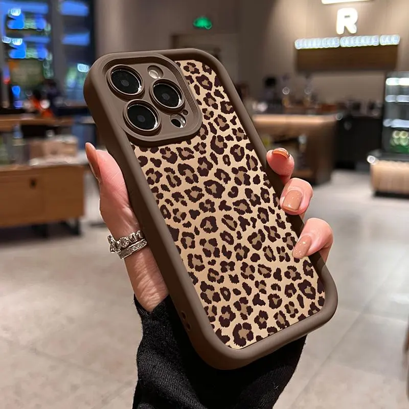 Leopard Print Silicone Phone Case - Shockproof, Drop-Resistant, Rugged Mobile Phone Accessory for iPhone 17 Pro Max,16,16e,15,14 Plus,13,12,11,Air,XR,X,XS Plus - Protective, Durable Casing, Accessories, Phone Accessories