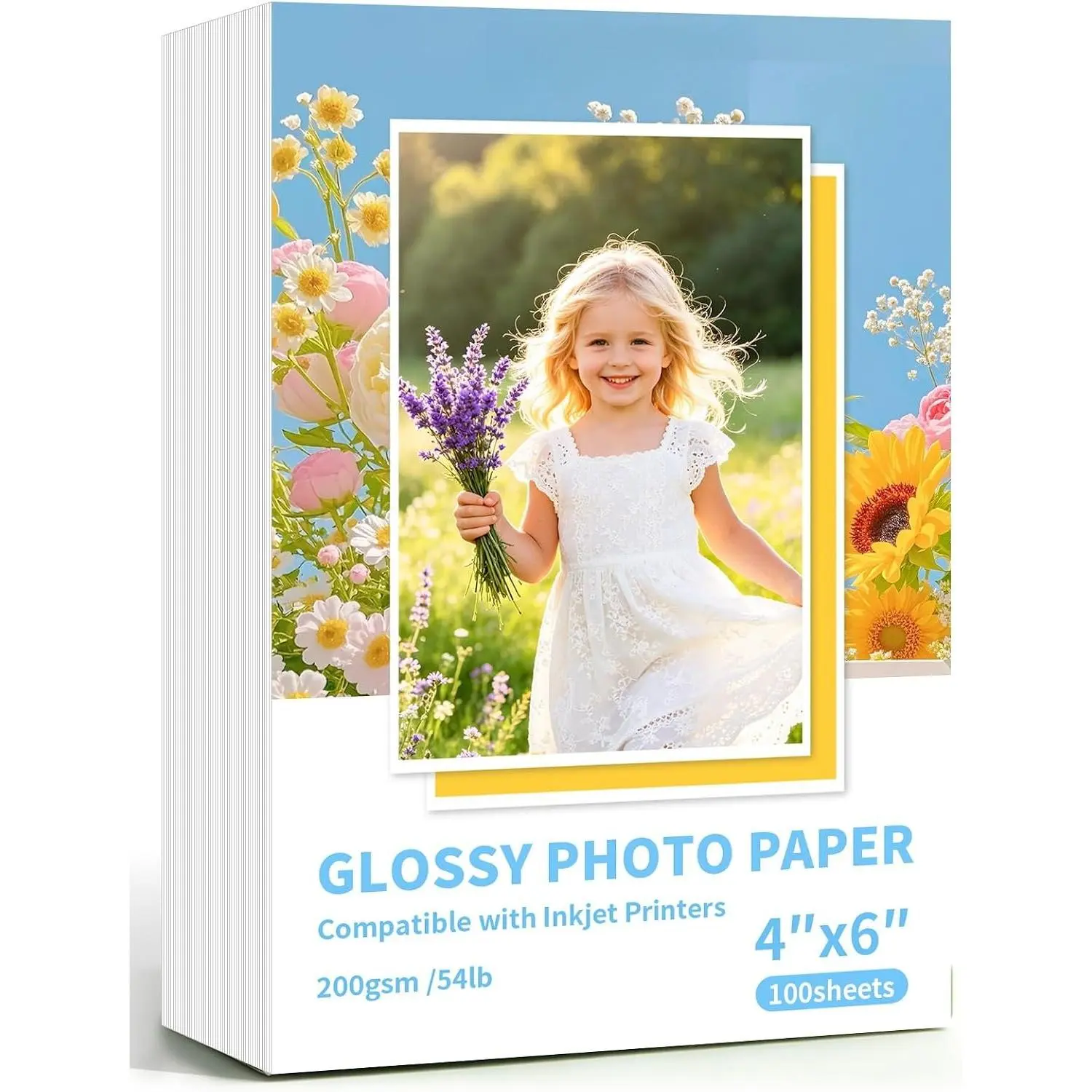 Glossy Photo Paper,  4x6 Photo Paper 200 GSM/54 LB, 100 Sheets for Dye Inkjet Printers Only, -Drying & Smudge-Proof, Ultra-Glossy  Prints, Ideal for , Scrapbooks & Frame