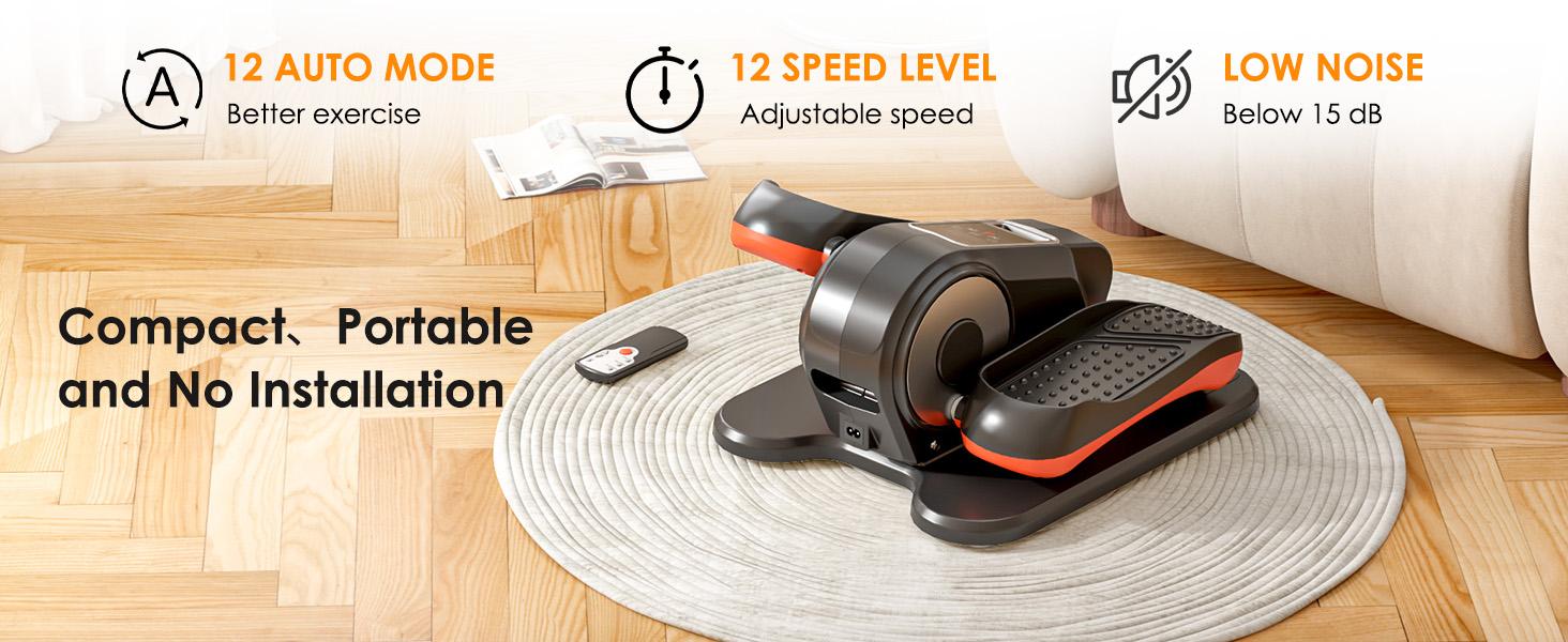 12-Speed Electric Under Desk Elliptical • Remote Control • Quiet Low-Impact Pedaler for Home/Office • Seniors-Friendly • Circulation & Rehab Workout，home gym equipment Silent But Powerful