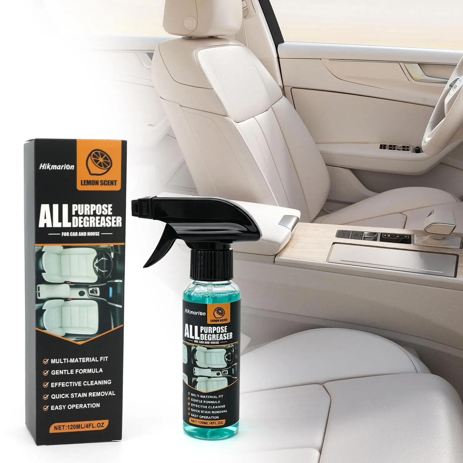 Heavy-Duty All-Purpose Cleaner & Degreaser - Lemon Scented Multipurpose Car and House All Purpose Cleaner degreaser, for Interior, Leather, Wheels, and Tough Stains