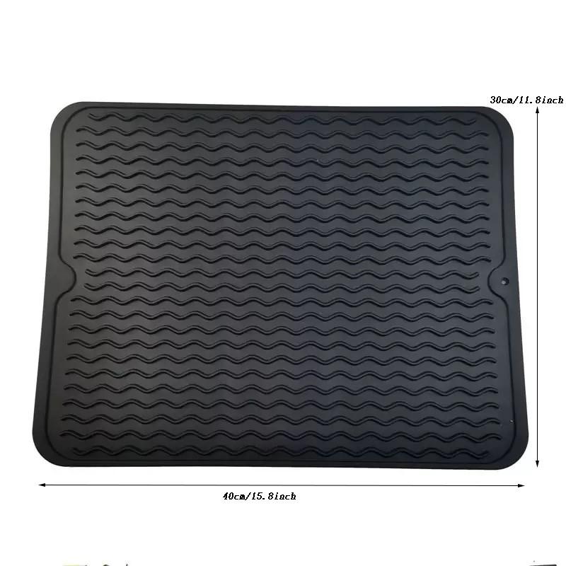 Silicone Drying Mat, Non-Slip Kitchen Drain Mat, Durable and Flexible, Fast Draining, Ideal for Utensils, Vegetables, Fruits