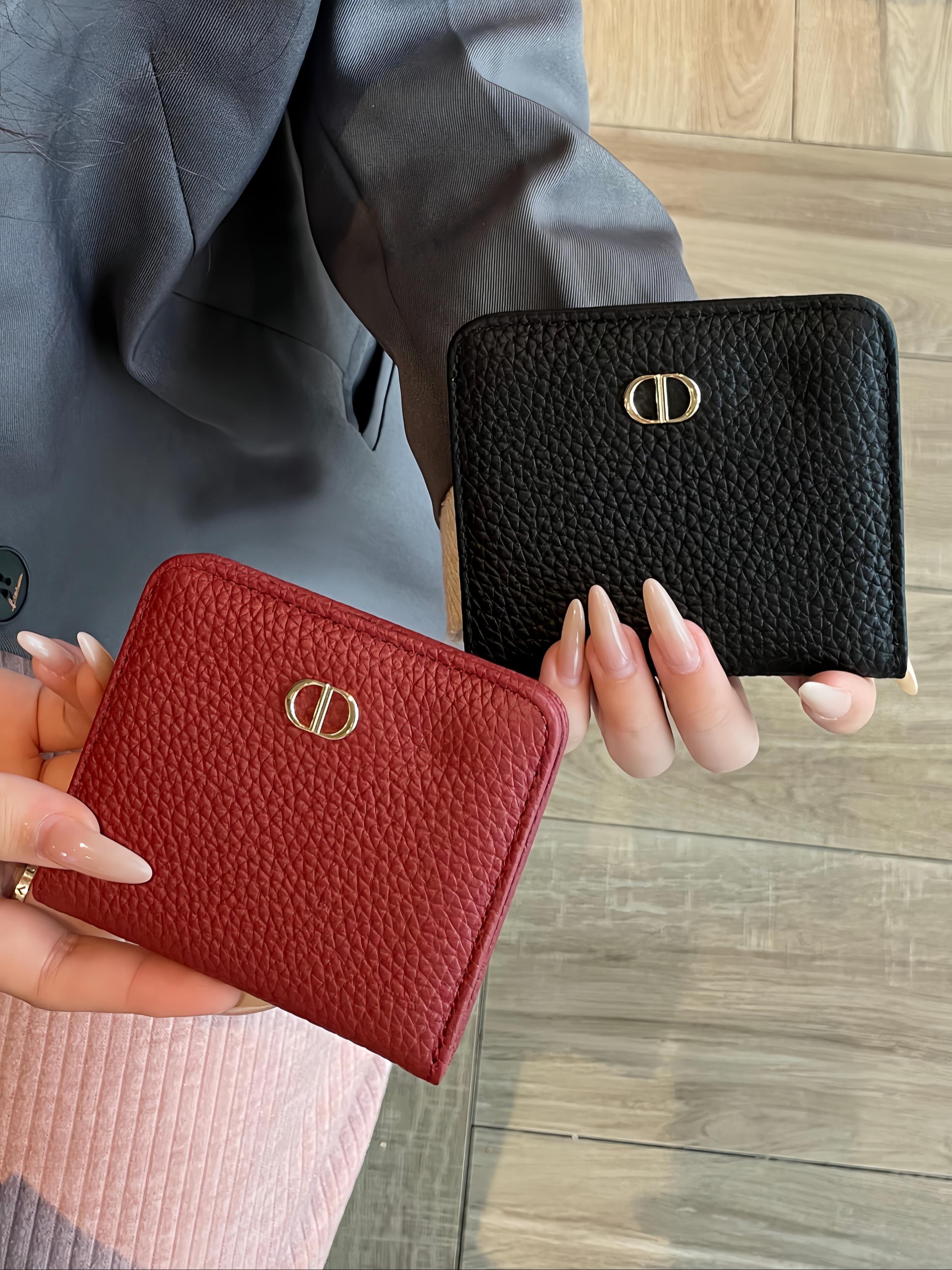 Women's Leather Wallet, Short Design, Genuine Cowhide, Ultra-Thin, Minimalist Style, Multi-Functional Foldable Coin Purse