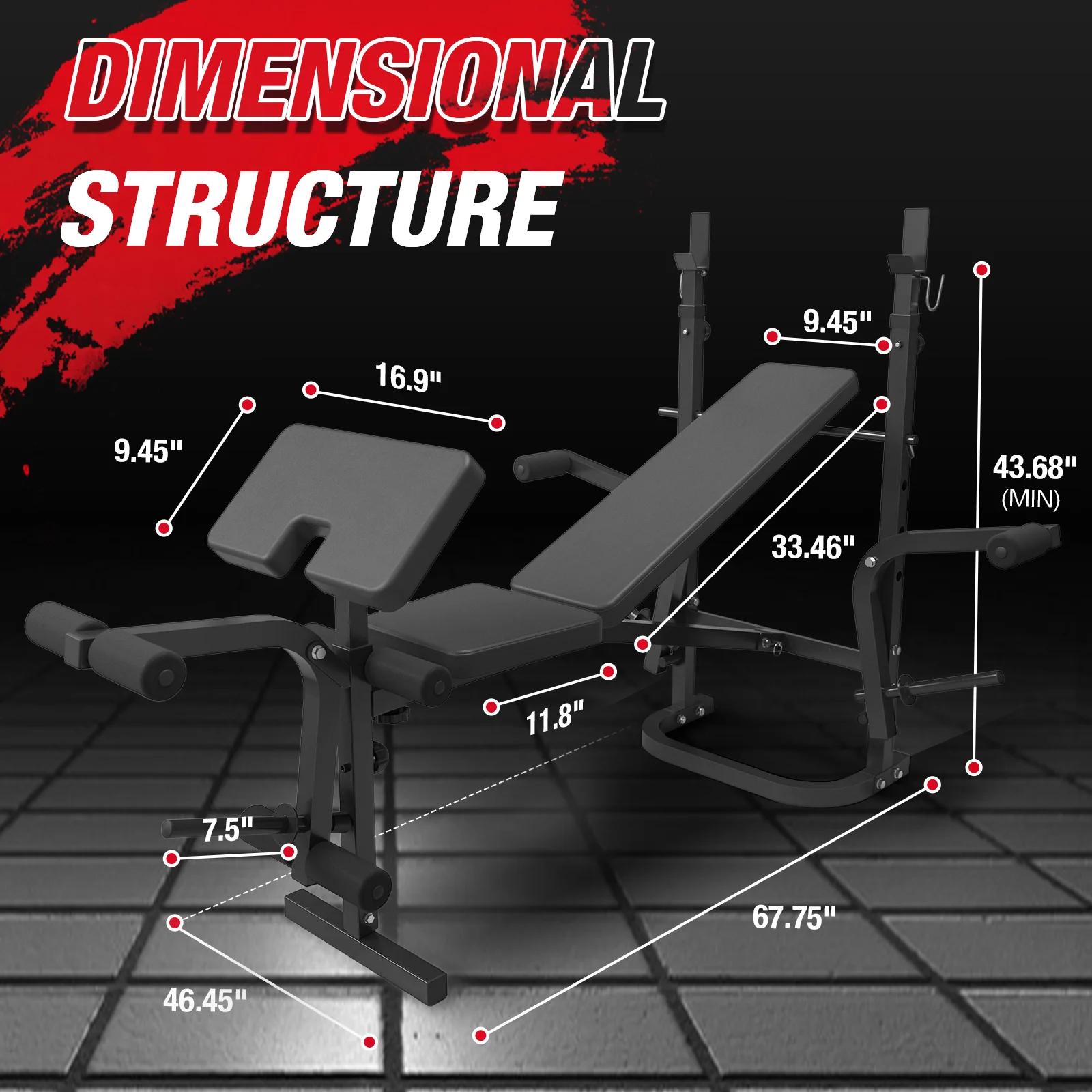 8 in 1 Olympic Weight Bench Set with Leg Extension and Leg Curl, Multi-Function Bench Press Set with Preacher Curl Pad and Chest Fly, Full-Body Strength Training Equipment Workout Station Workout Machine 8 in 1 Olympic Weight Bench Set with Leg Extension and Leg Curl, Multi-Function Bench Press Set with Preacher Curl Pad and Chest Fly, Full-Body Strength Training Equipment Workout Station Workout Machine