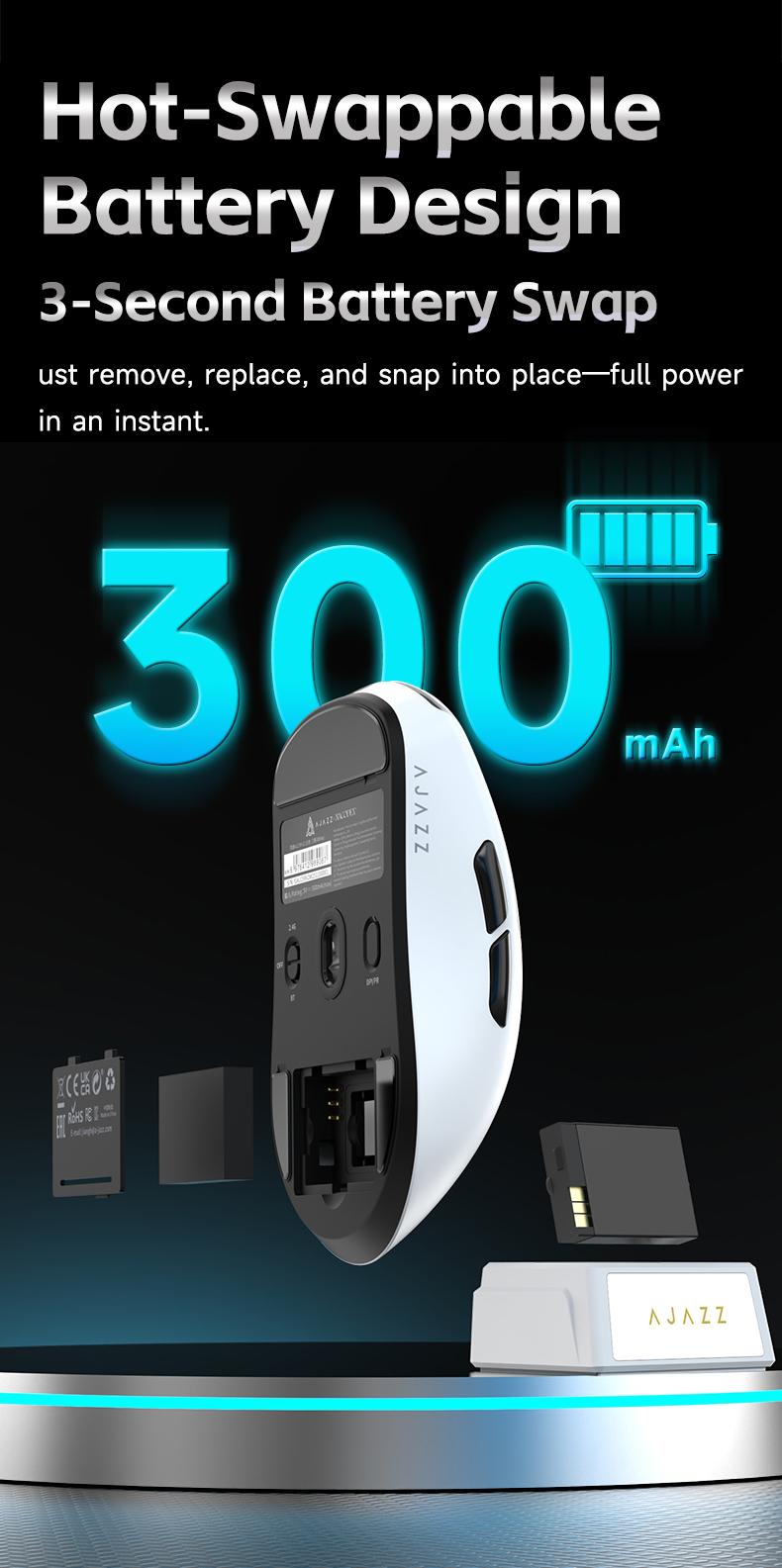 AJAZZ AJ159 V2 Wireless Game Mouse Second Battery Swap Instant Full Power Professional Competitive Drive Game PAW3395 Sensor the third mock examination Computer Office Mouse DPI32000 supports multiple systems for games and office Gaming Pc Accessories