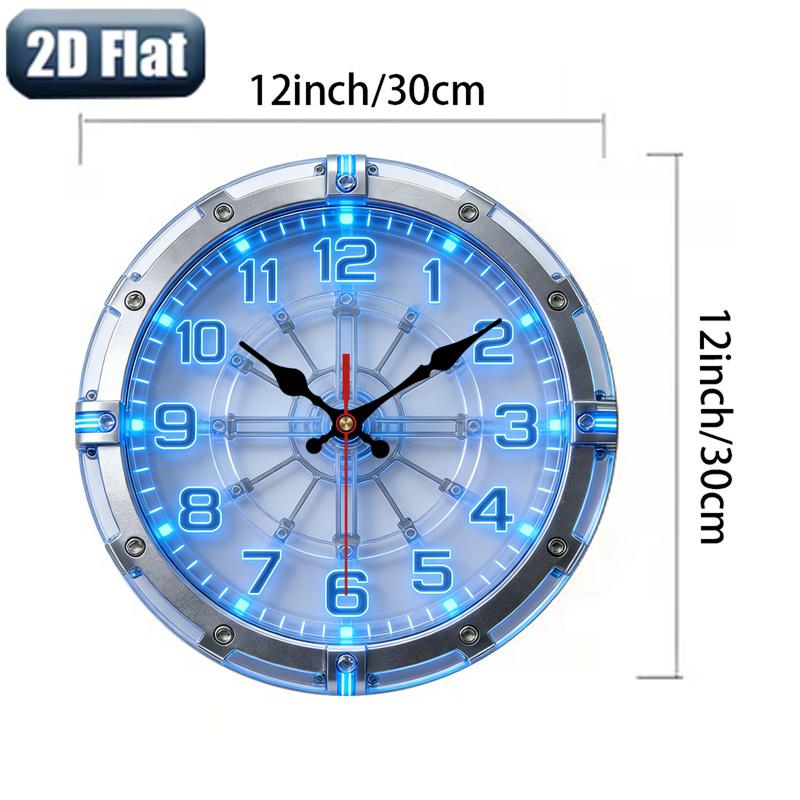 1pc 2D Flat Technology and Mechanical Theme Wall Clock | Silent Decorative Clock, Creative Design, Suitable for Bedrooms, Living Rooms, Offices, 25/30 cm (Without AA Batteries)