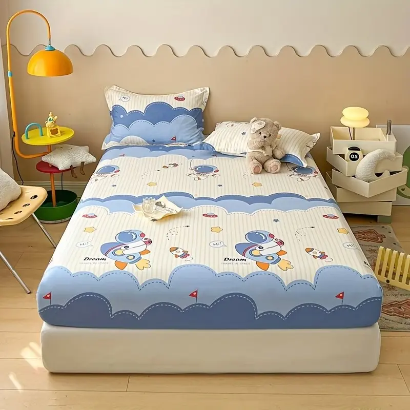 3pcs Bed Sheet + Pillowcase Set, Cartoon Design, Active Dye Print, Bedroom Bedding, Bed Linens, Bedding Essentials, Comfortable Home Textiles, Perfect for Daily Use