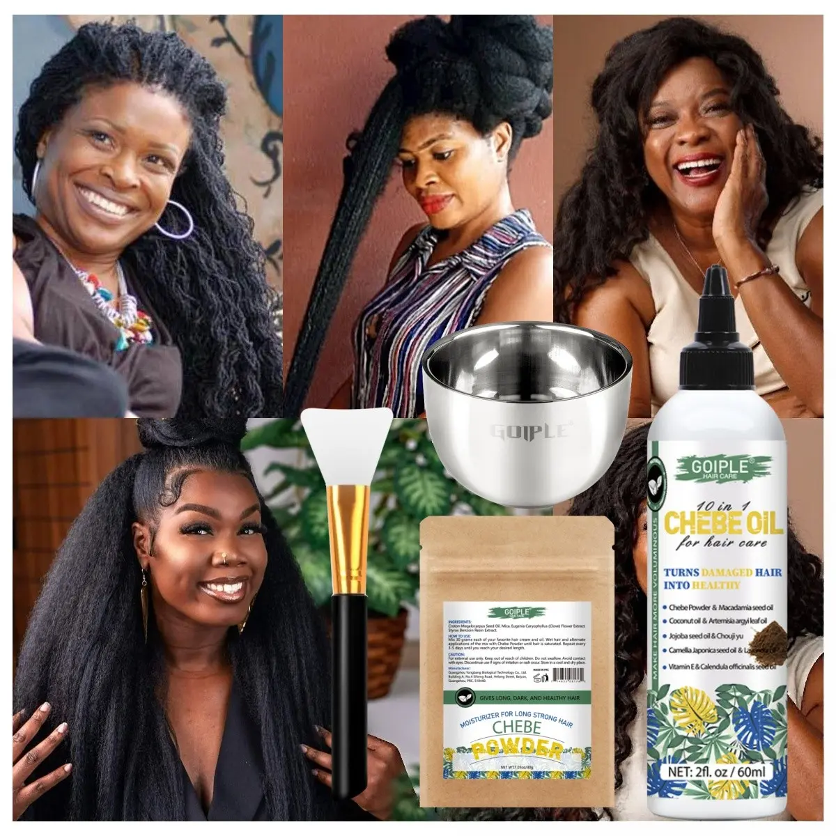 chebe butter, chebe powder, natural hair treatment, chebe powder mixing bowl brush kit, hair breakage treatment, length retention natural hair, dry textured hair moisturizer, Hair Strengthening Moisturizing, For 3a‑4c curly coily hair