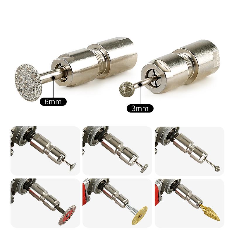 LOZLIN 3MM/6MM (1/8"/1/4") Angle Grinder to Straight Grinder Conversion Kit - Dual Collet Grinding Head for Carving/Polishing/Cutting, Compatible w/ Standard Angle Grinders Power Tools Hardware Adapter