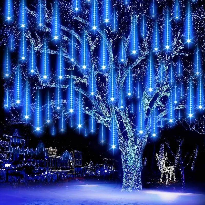 96leds USB Meteor Shower String Lights, 8 Strings Ed Festival Lights, Outdoor Garden Yard Lights, Christmas New Year Wedding Valentine Decorations, Party Lighting Decoration, Outdoor Twinkle Lights, Electronic Lights