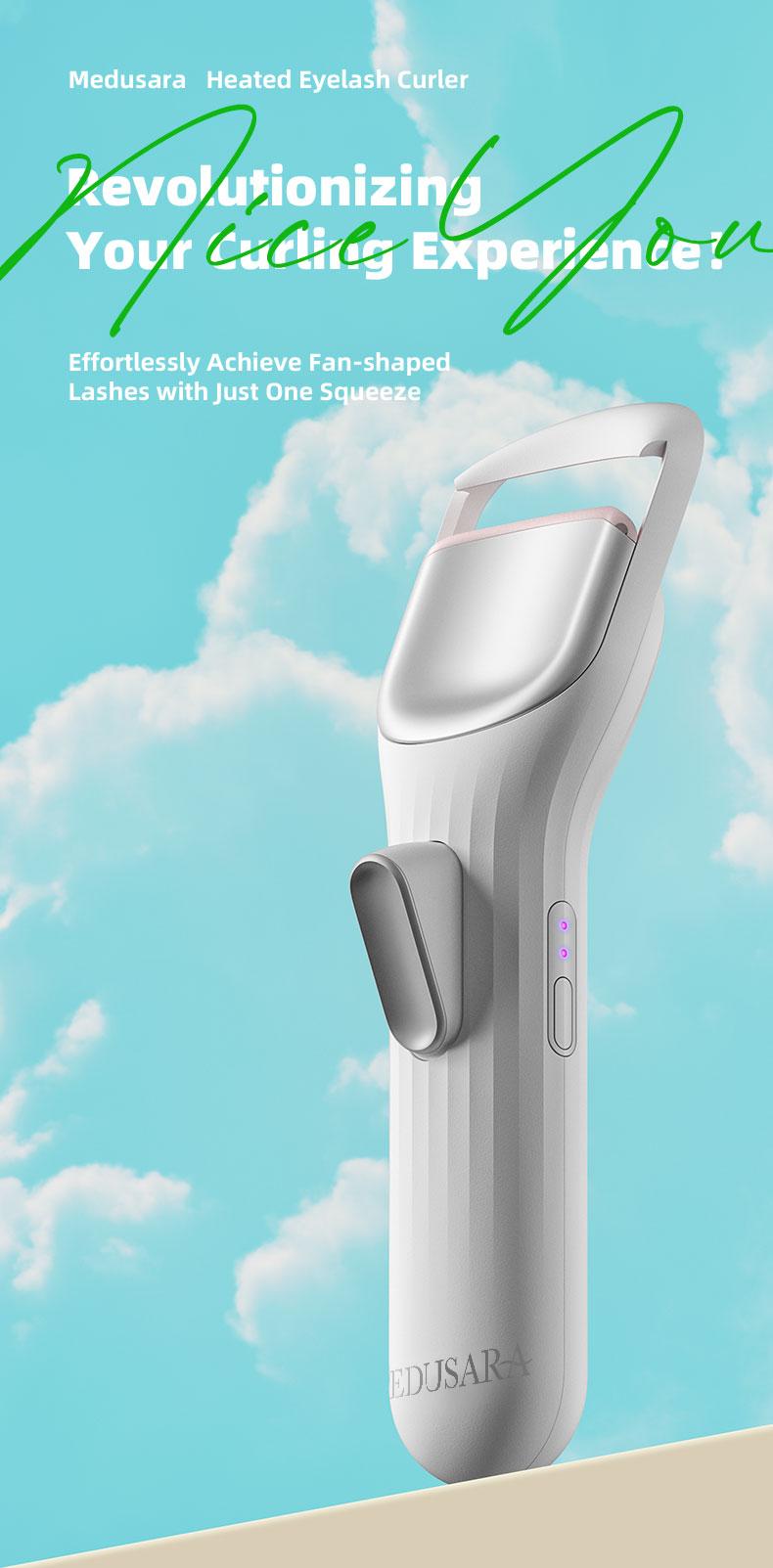 Medusara Electric Lash curler, Premium Heated Eyelash Sculpting Device Rechargeable Heated Lash Curler Patented 3D Curved Design Pink Cosmetics