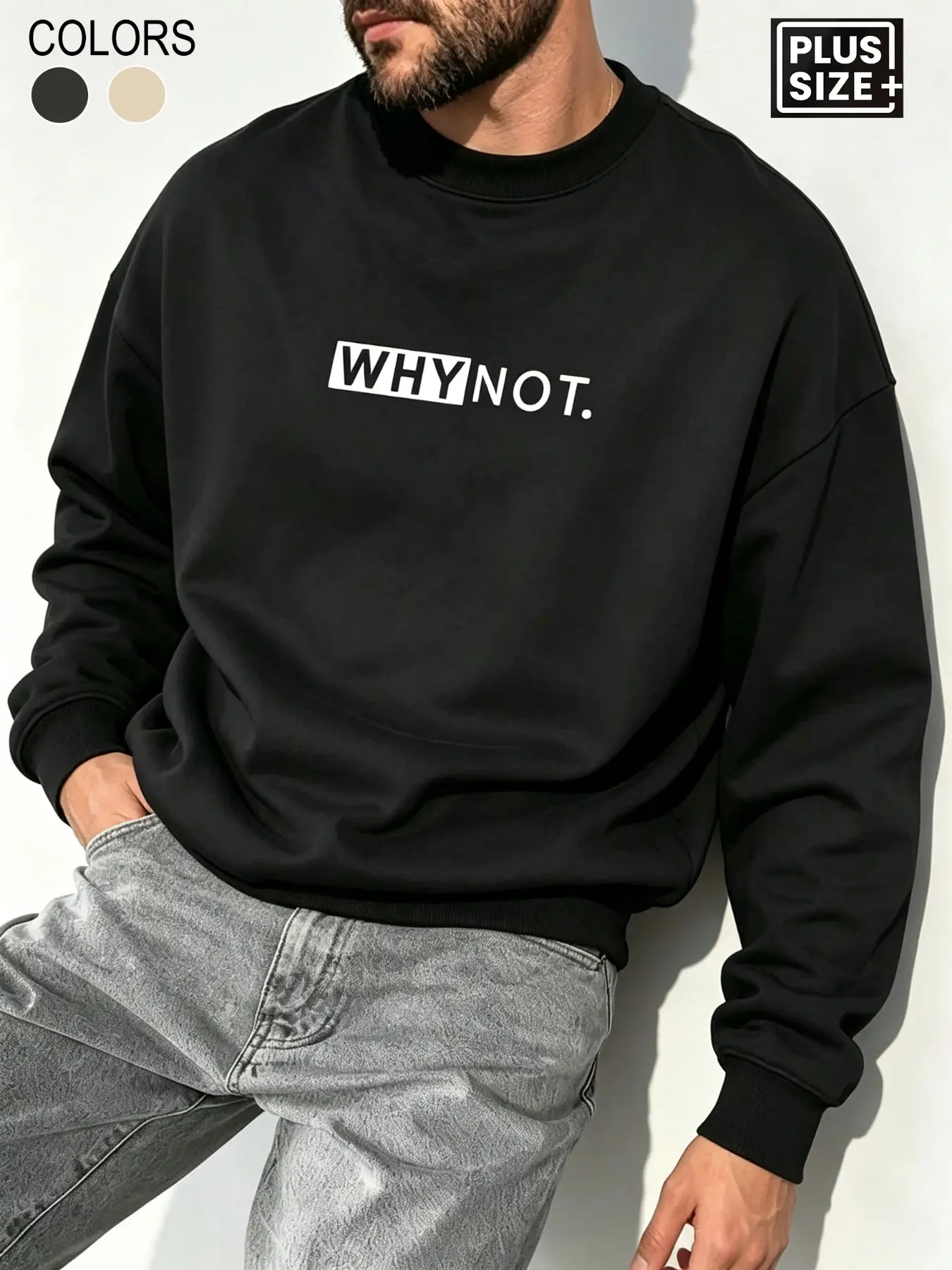 Plus Size Men's Letter Print Sweatshirt, Casual Fashion Sweatshirt, 2xl-6xl Loose Fit, Casual Long Sleeve, Fall & Winter Essential, Unisex Graphic Pullover